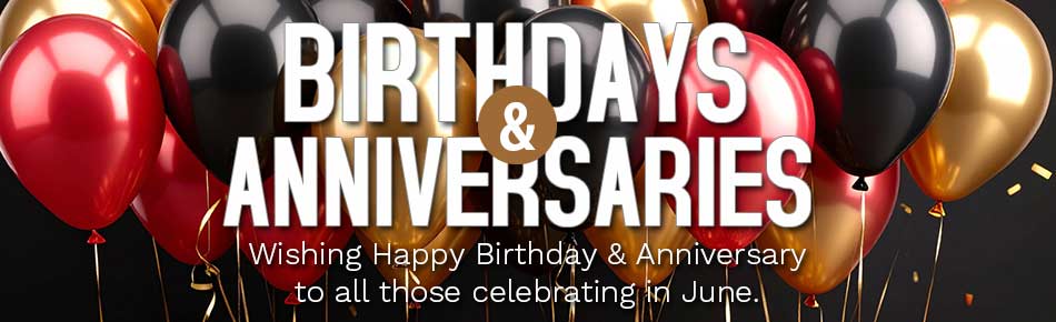 happy birthday  banner with black and red balloons