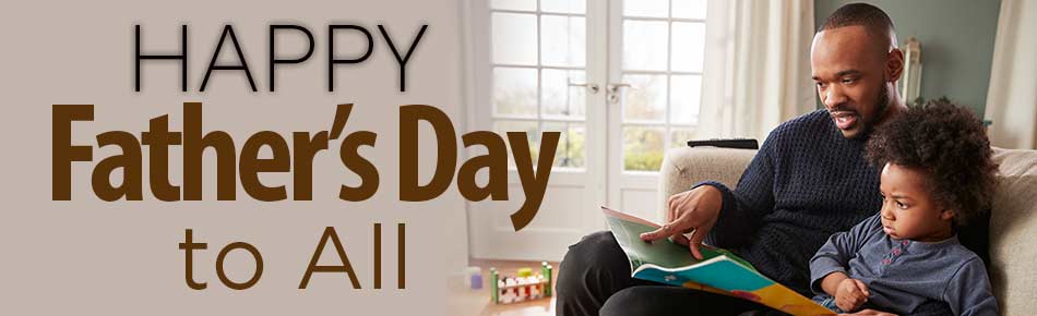 fathers day banner with a father and small soh